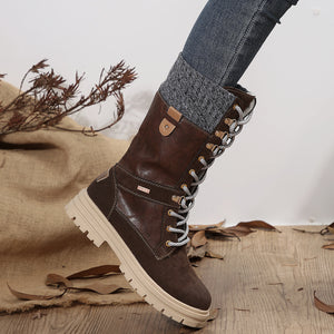 Mid-Calf Lace Up Boots - JEXIE