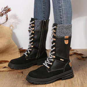 Mid-Calf Lace Up Boots - JEXIE