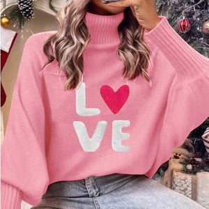 Love Red High Neck Sweater - JEXIE