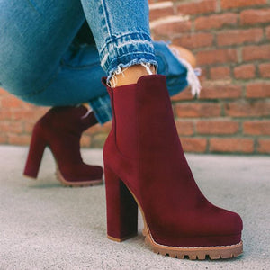 Casual Thick Square High Heel Boots - JEXIE