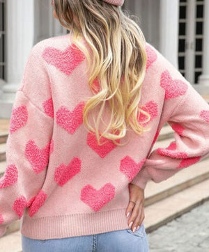 Dropped Shoulder Pink Sweater - JEXIE