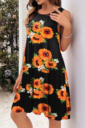 Round Neck Floral Dress - JEXIE