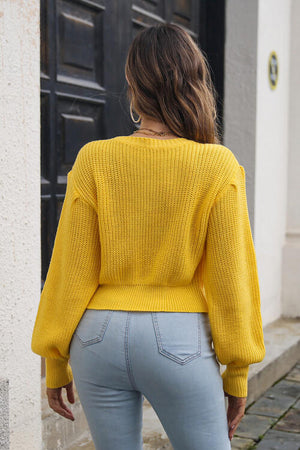 knit Casual Cropped Sweater - JEXIE