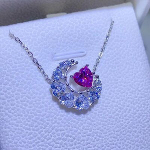1 Carat Moissanite 925 Sterling Silver Heart Necklace - JEXIE