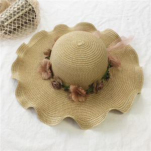 Floral Wavy Sun Straw Hat - JEXIE