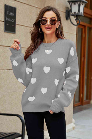 Heart PatternTunic Sweater - JEXIE