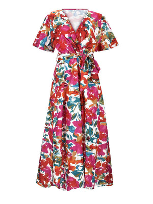 Floral Short Sleeve Dress - JEXIE