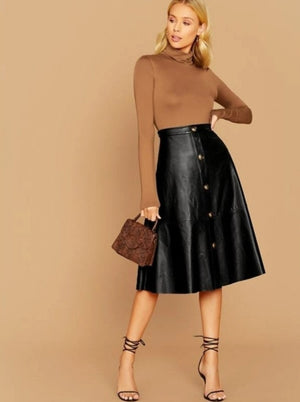 A-Line Frontal Buttons Skirt - JEXIE