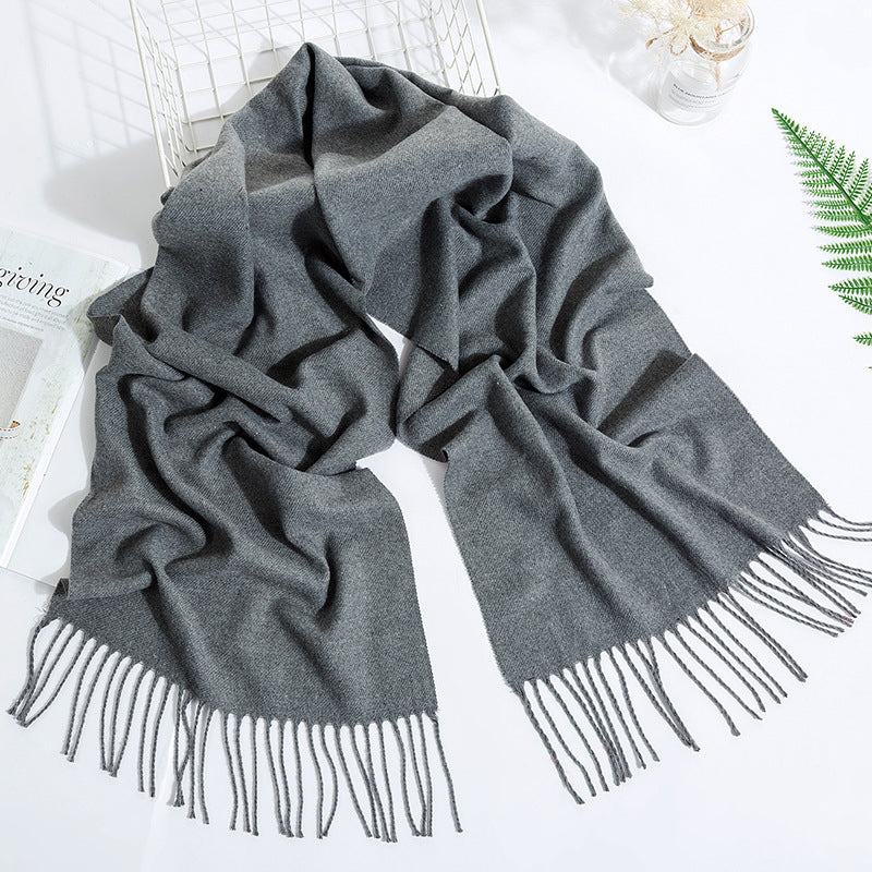 Plain Tassel Solid Color Scarf - JEXIE