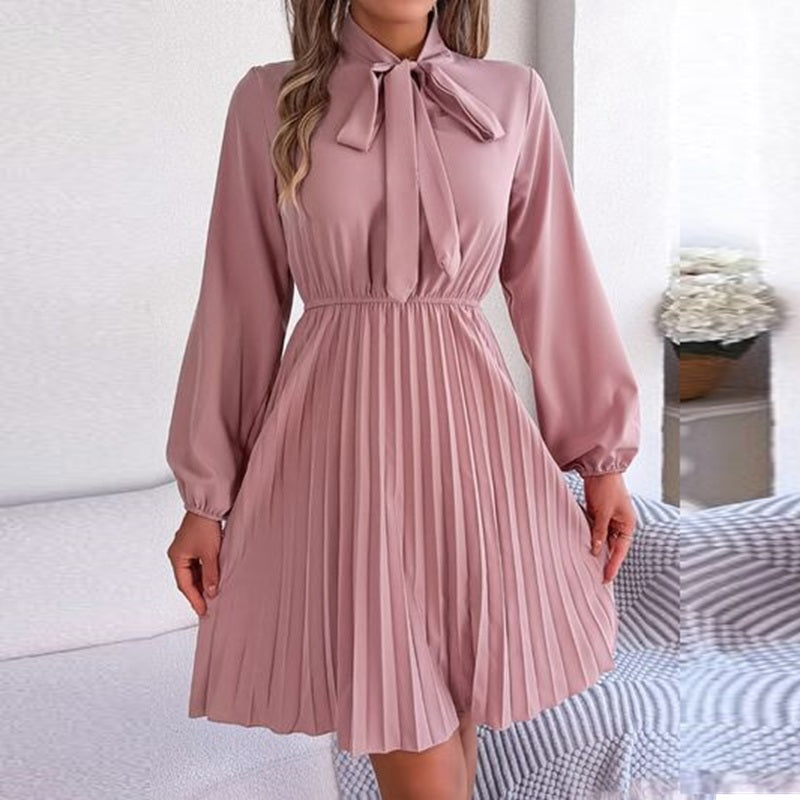 Balloon Sleeve Pleated Dress - JEXIE