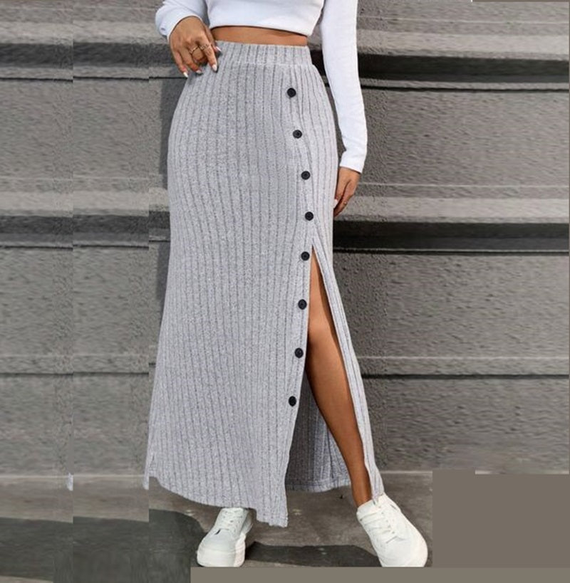 Buttons Down High Waist Skirt - JEXIE