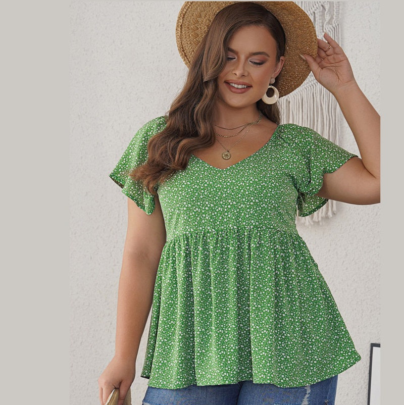 Green Plus Peplum Blouse - JEXIE