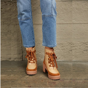 Lace Up Tan Booties