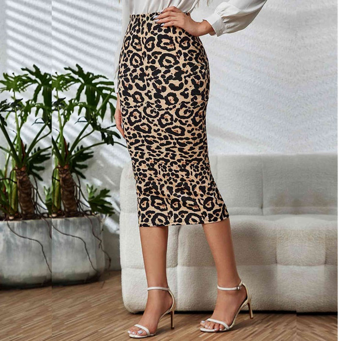 Leopard Midi Pencil Skirt