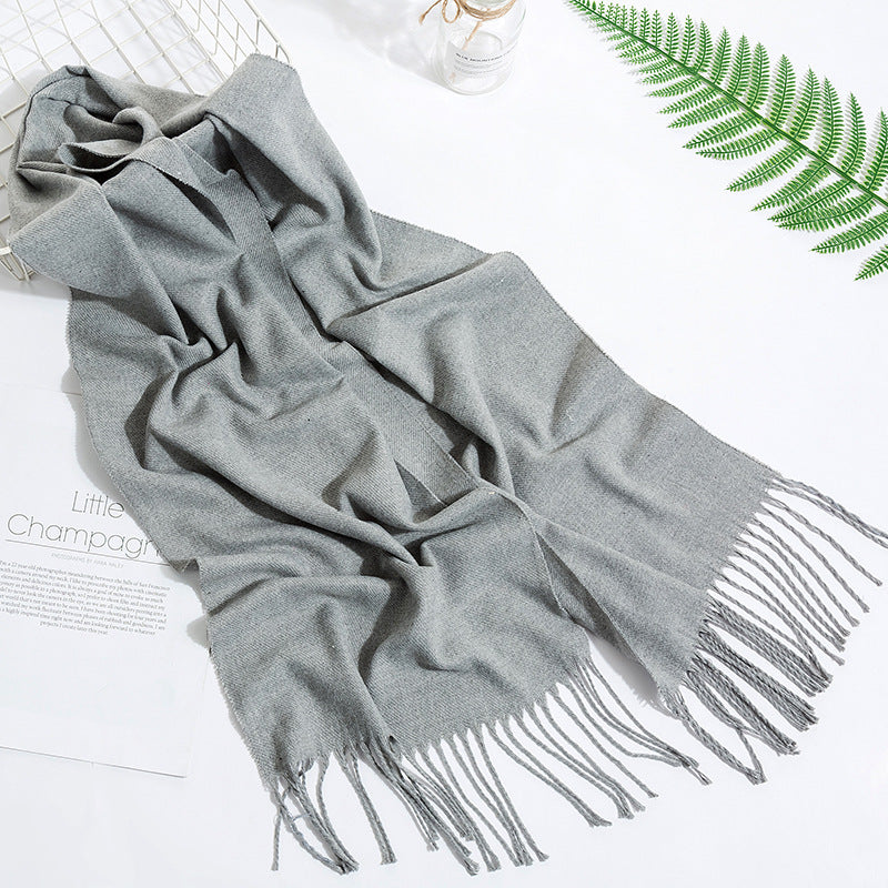 Plain Tassel Solid Color Scarf - JEXIE