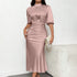 Mock Neck Saten Dress