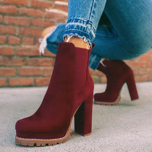 Casual Thick Square High Heel Boots - JEXIE