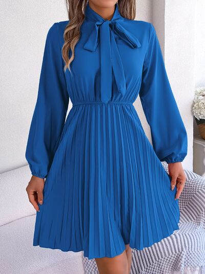 Balloon Sleeve Pleated Dress - JEXIE