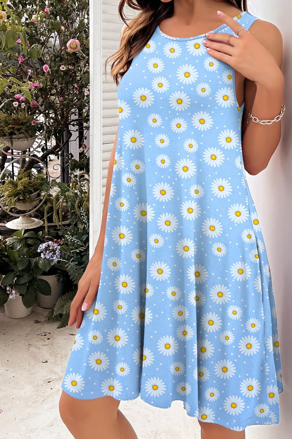 Round Neck Floral Dress - JEXIE