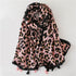 Leopard Print Tassel Scarf - JEXIE