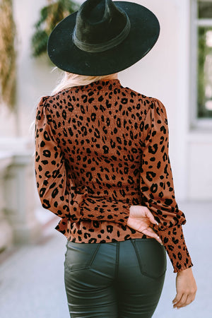Leopard Peplum Fashion Blouse - JEXIE