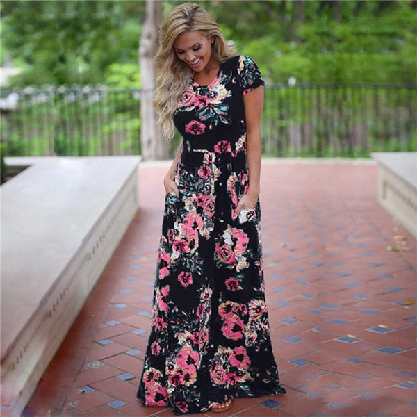 Maxi Floral Boho Dress - JEXIE