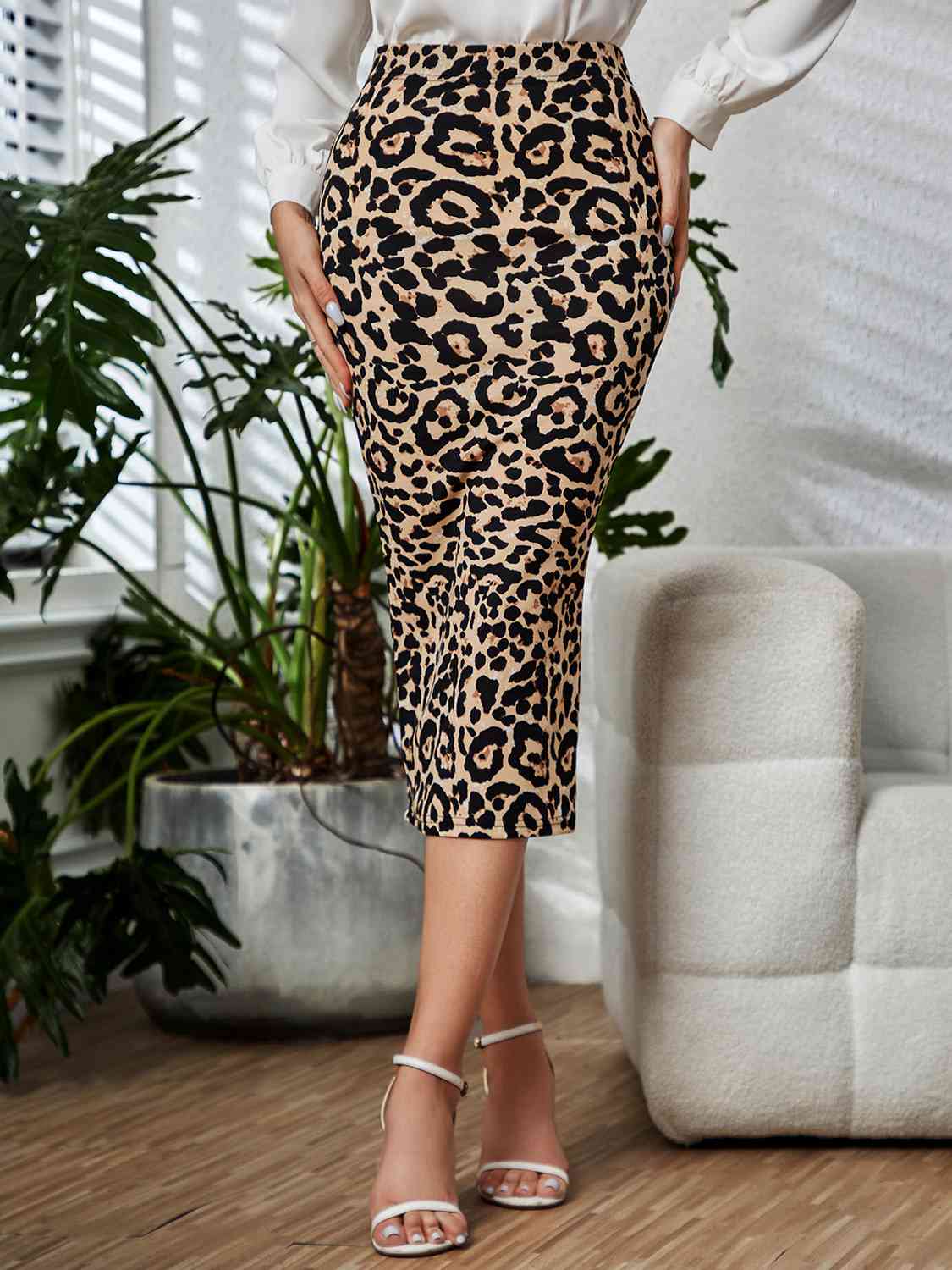 Leopard Midi Pencil Skirt - JEXIE