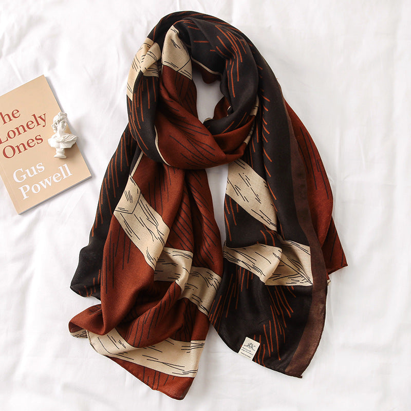 Coffee Brown Silk Scarf - JEXIE