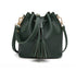 Drawstring Leather Bucket Shoulder Bag - JEXIE