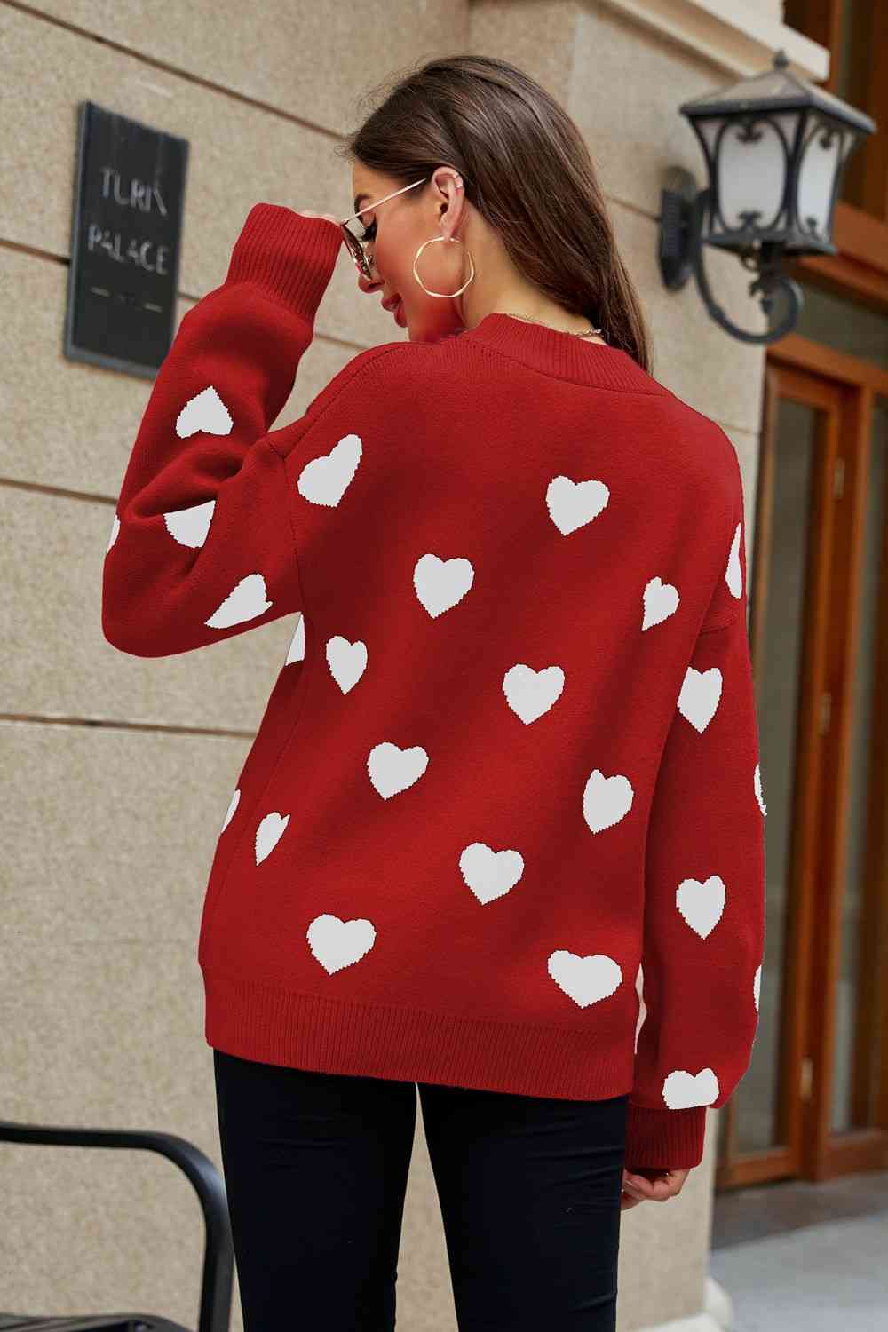 Heart PatternTunic Sweater - JEXIE