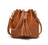 Drawstring Leather Bucket Shoulder Bag - JEXIE