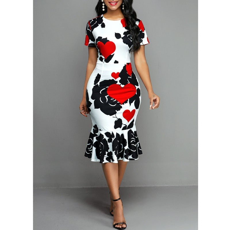 Floral Hearts Midi Dress - JEXIE