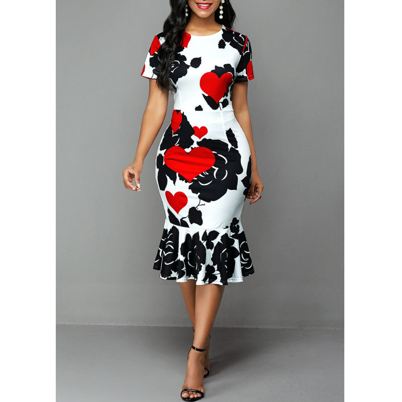 Floral Hearts Midi Dress - JEXIE