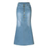 Long Light Blue Denim Skirt - JEXIE