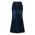 Long Deep Blue Denim Skirt - JEXIE