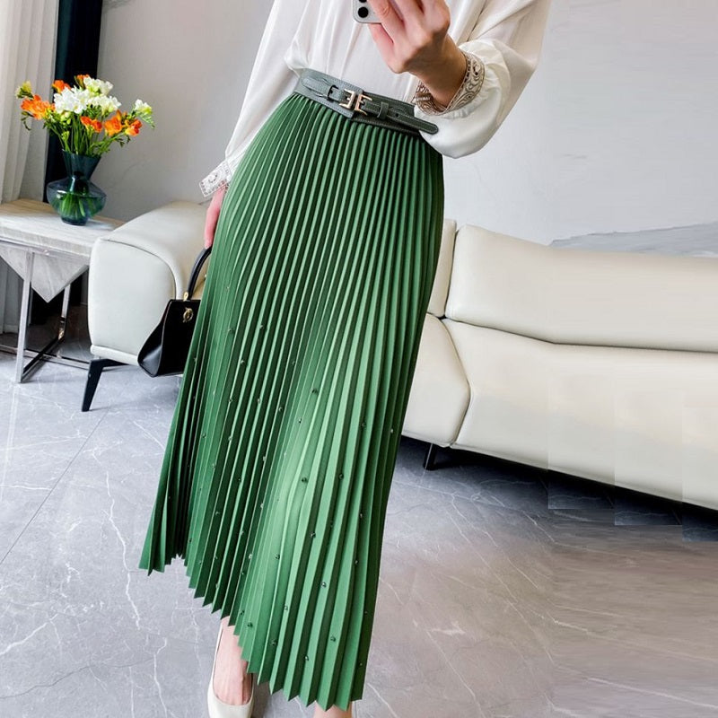 Pleated Elegant Mid-length Skirt - JEXIE