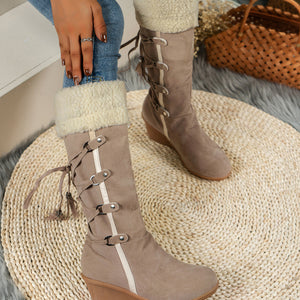 Round Toe Wedges Boots