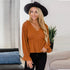 Solid V-Neck Long-Sleeved Top - JEXIE