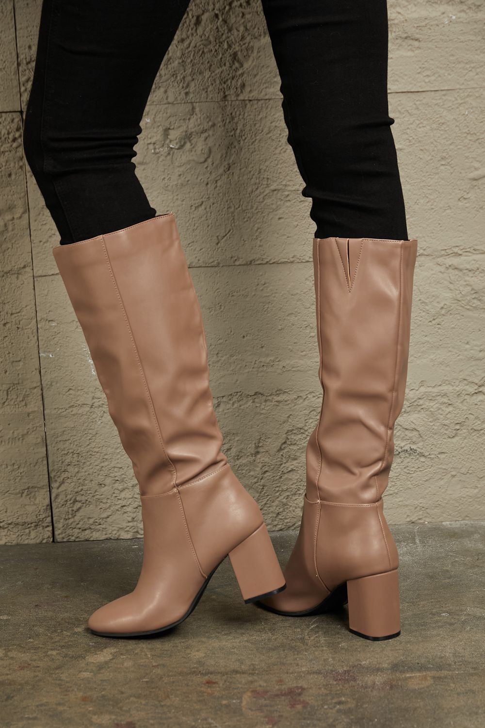 Knee Length Block Heel Boots - JEXIE