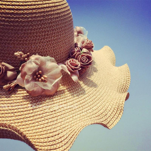 Floral Wavy Sun Straw Hat - JEXIE