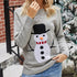 Snowflake Snowman Grey Knit Sweater - JEXIE