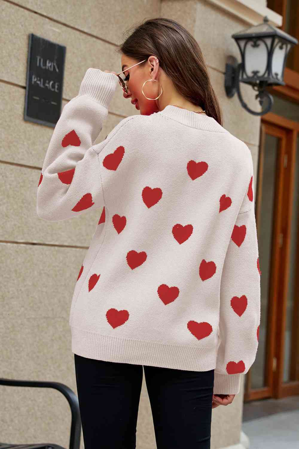 Heart PatternTunic Sweater - JEXIE